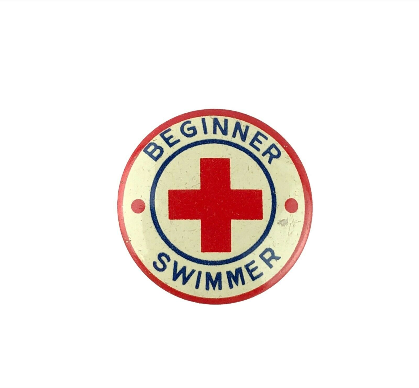 Vintage Red Cross Beginner Swimmer Pinback Button