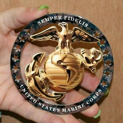 Usmc Enlisted Ega Round Emblem Magnet Insignia 4"x4" Marine Corps Semper Fi
