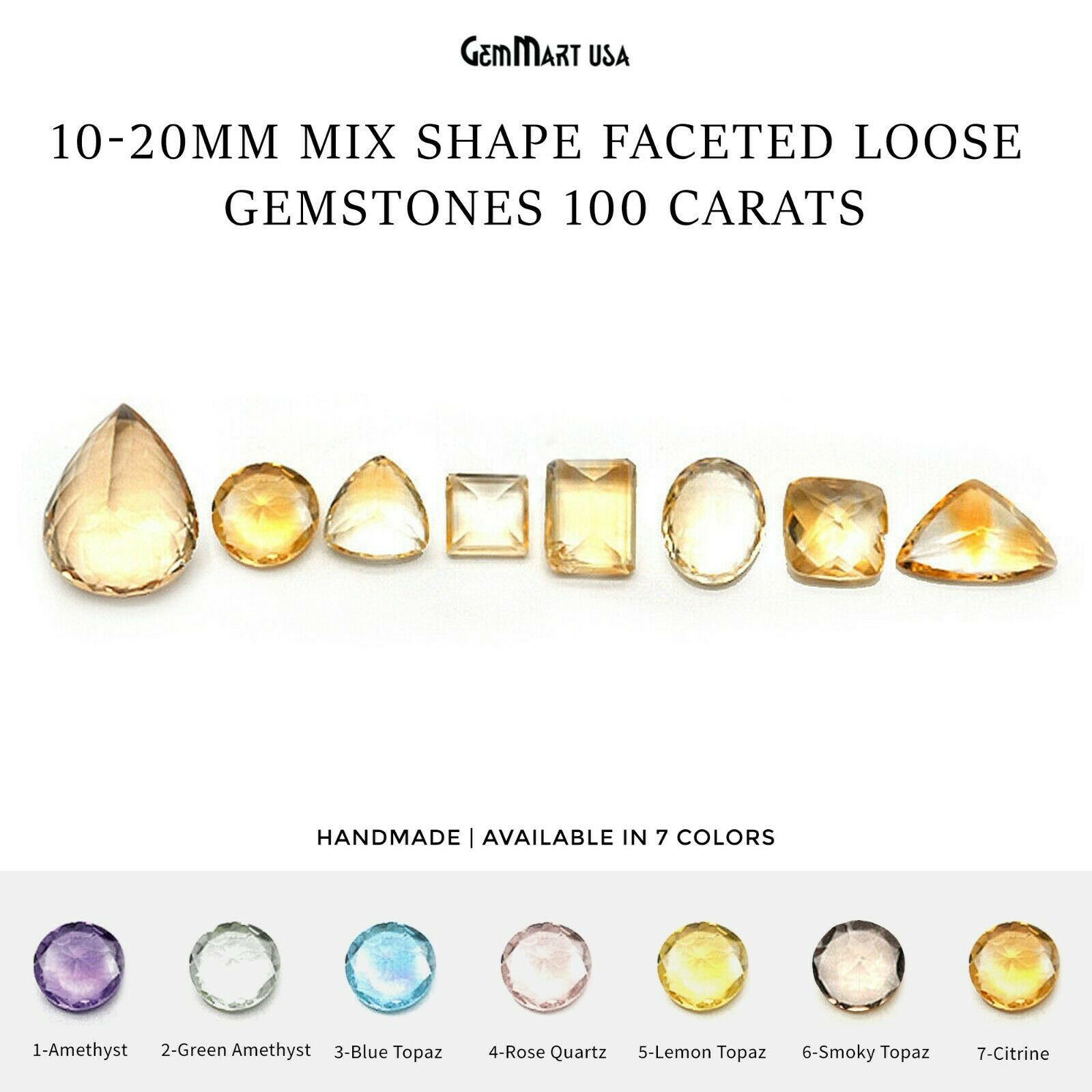 100 Carat Lot Loose Gemstones Mix Shape Natural Birthstone 10-20mm GemMartUSA