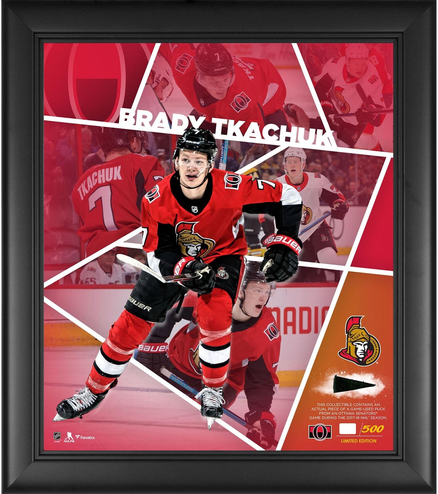 Brady Tkachuk Senators Framed 15x17 Player Collage & Piece of GU Puck - LE 500