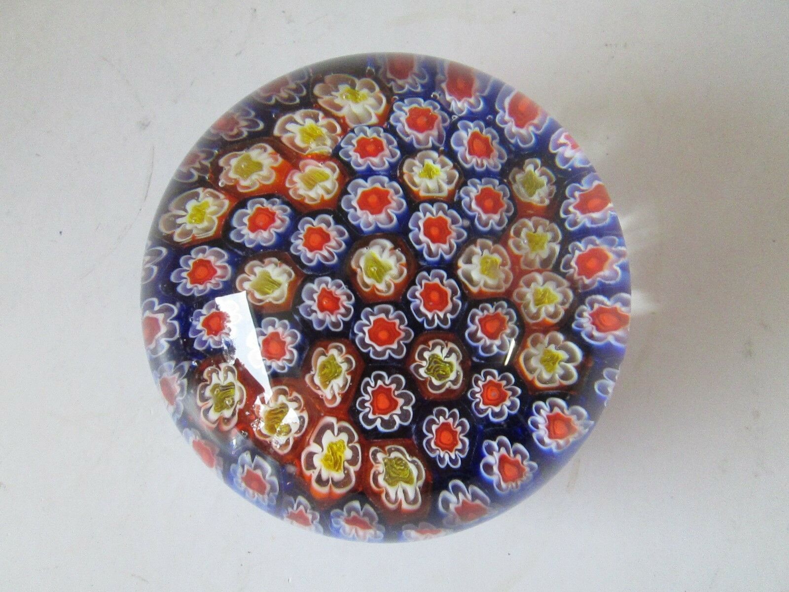 Murano Millefiori Italy Art Glass Large Colorful Paperweight 3.5