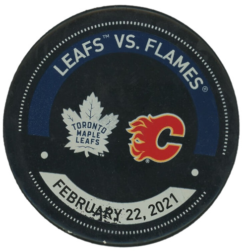 Warm-up Used Puck – Toronto Maple Leafs Vs. Calgary Flames - Feb 22nd, 2021