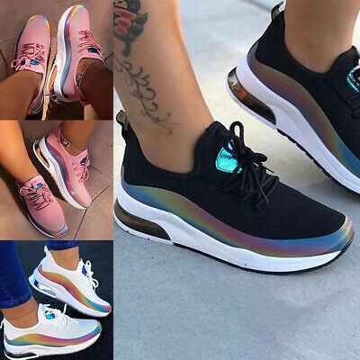 Women Air Cushion Sneakers Casual Sports Breathable Running Gym Shoes Reflective