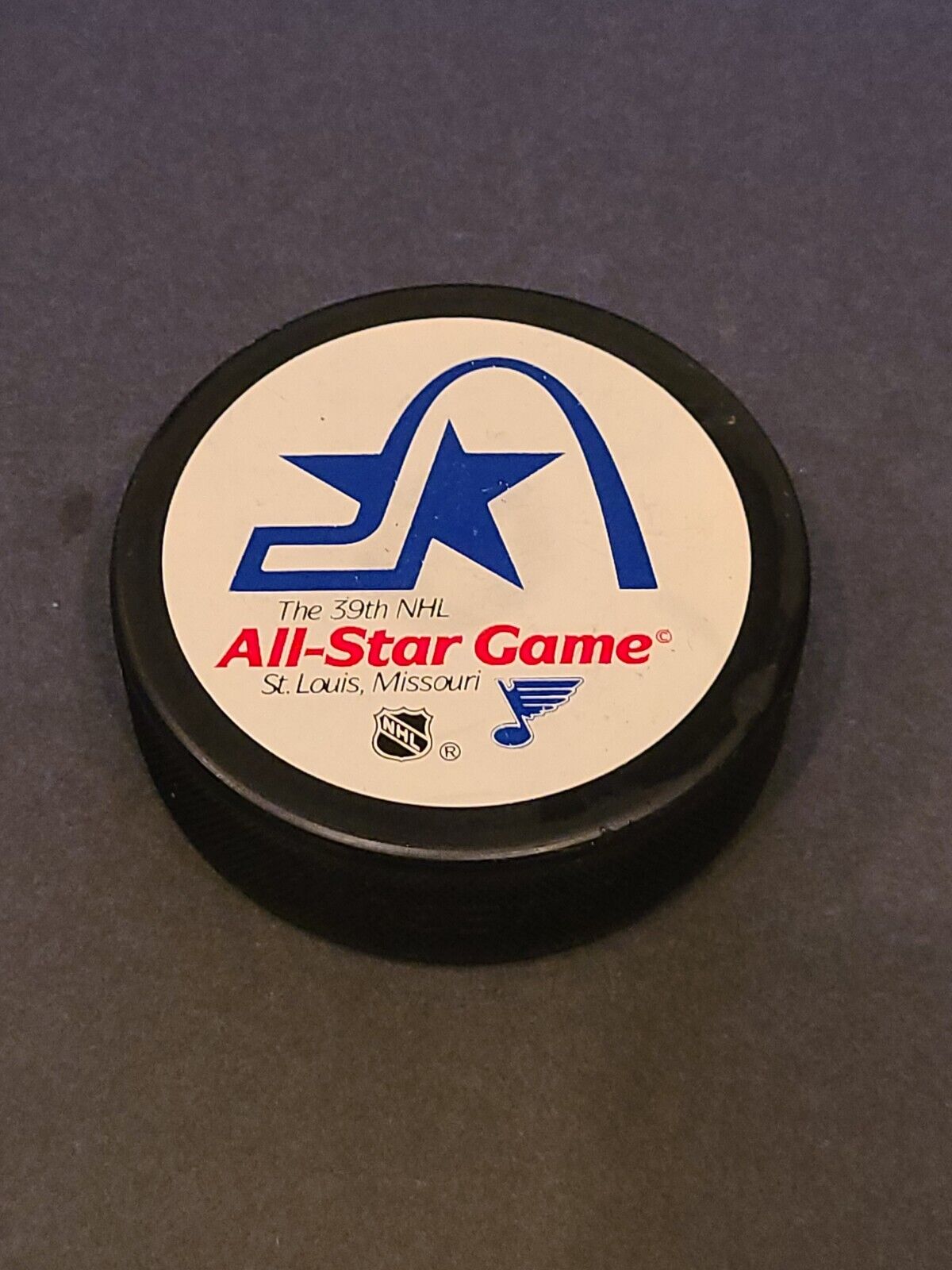 1988 NHL 39th All Star Game Souvenir Puck St Louis Blues Lemieux MVP Gretzky