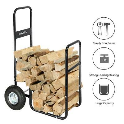 220 Lbs Capacity Firewood Log Rack Dolly Cart Carrier Trolley Wood Mover Hauler