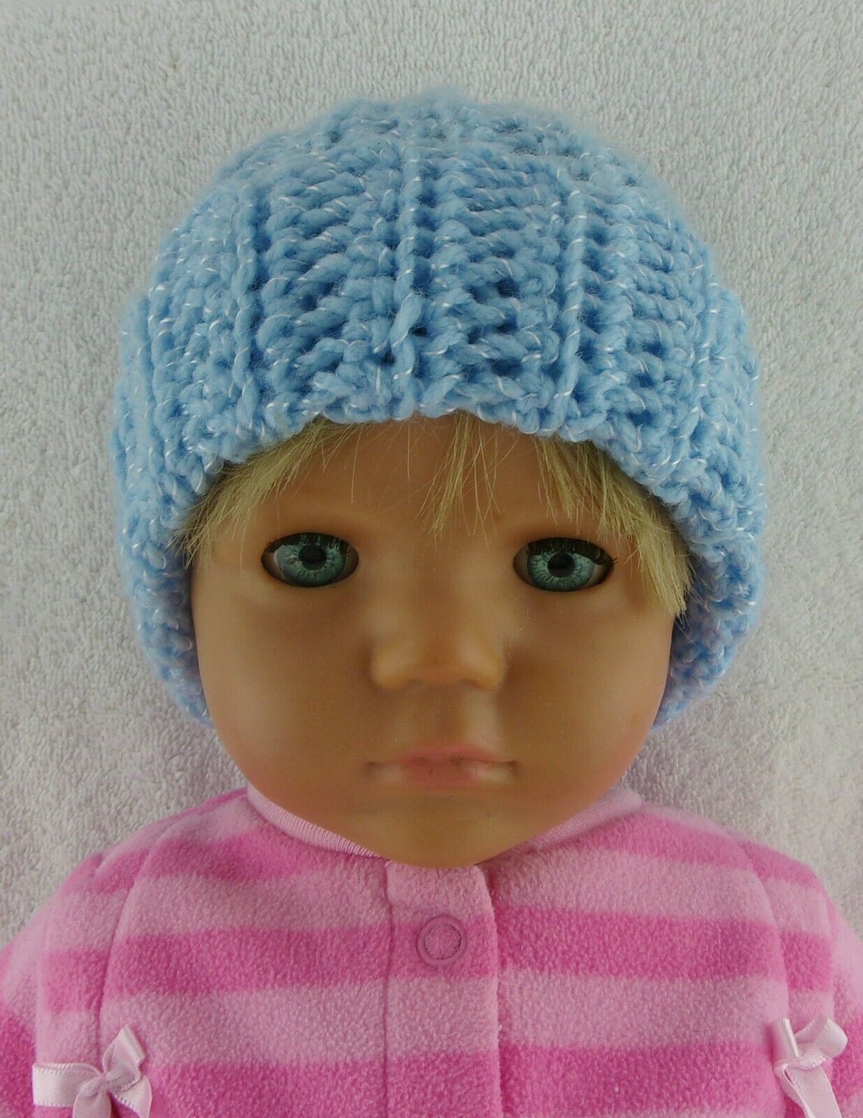 Doll Clothes Handmade Newborn Hat Blue Infant Cap 16"-20" Doll