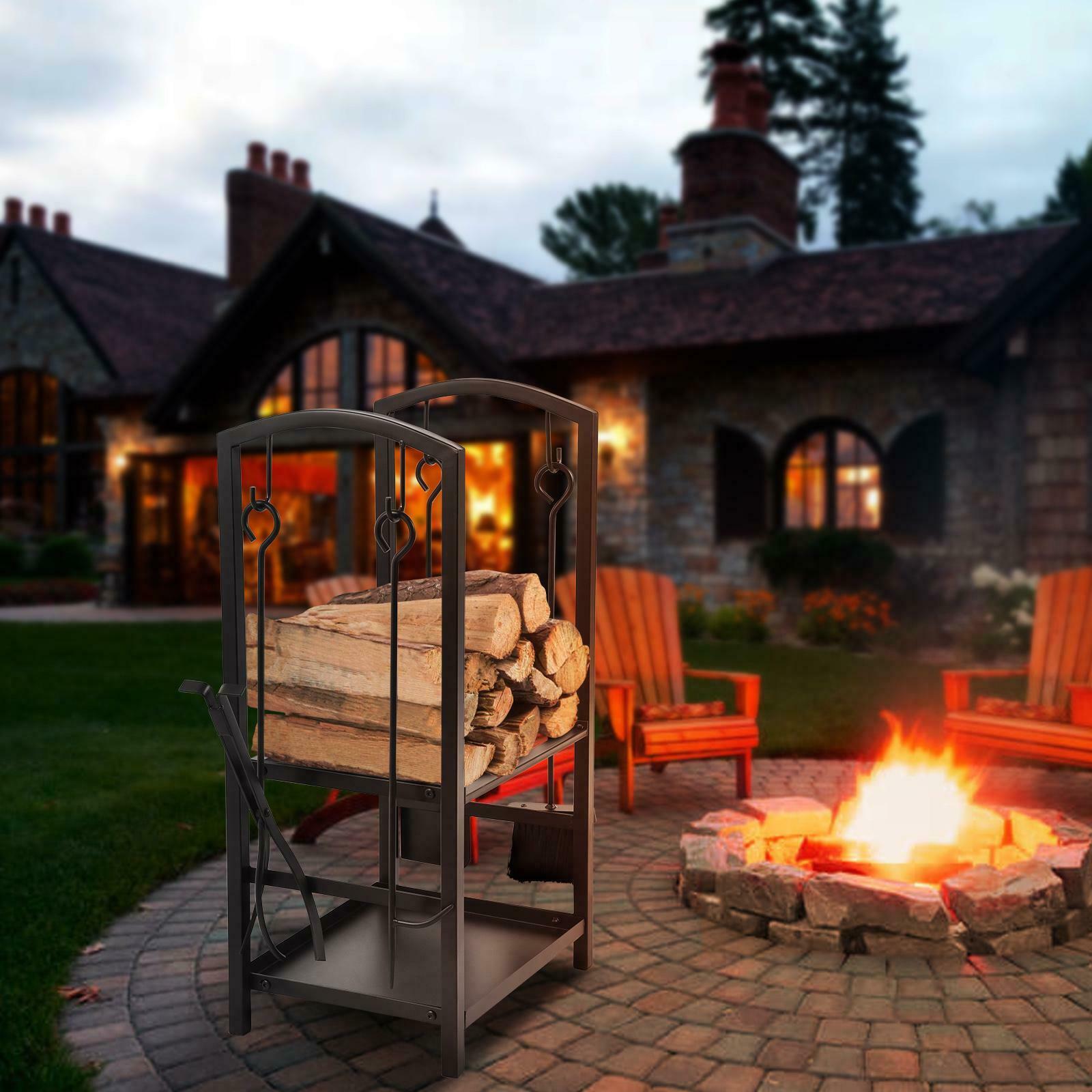 Heavy Duty Firewood Log Rack Indoor/Outdoor Fireplace Wood Storage Stand Holder