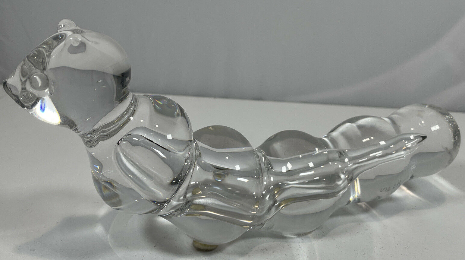9” Mario Brogi Vilca Crystalworks Crystal Art Glass Italian Caterpillar, Worm