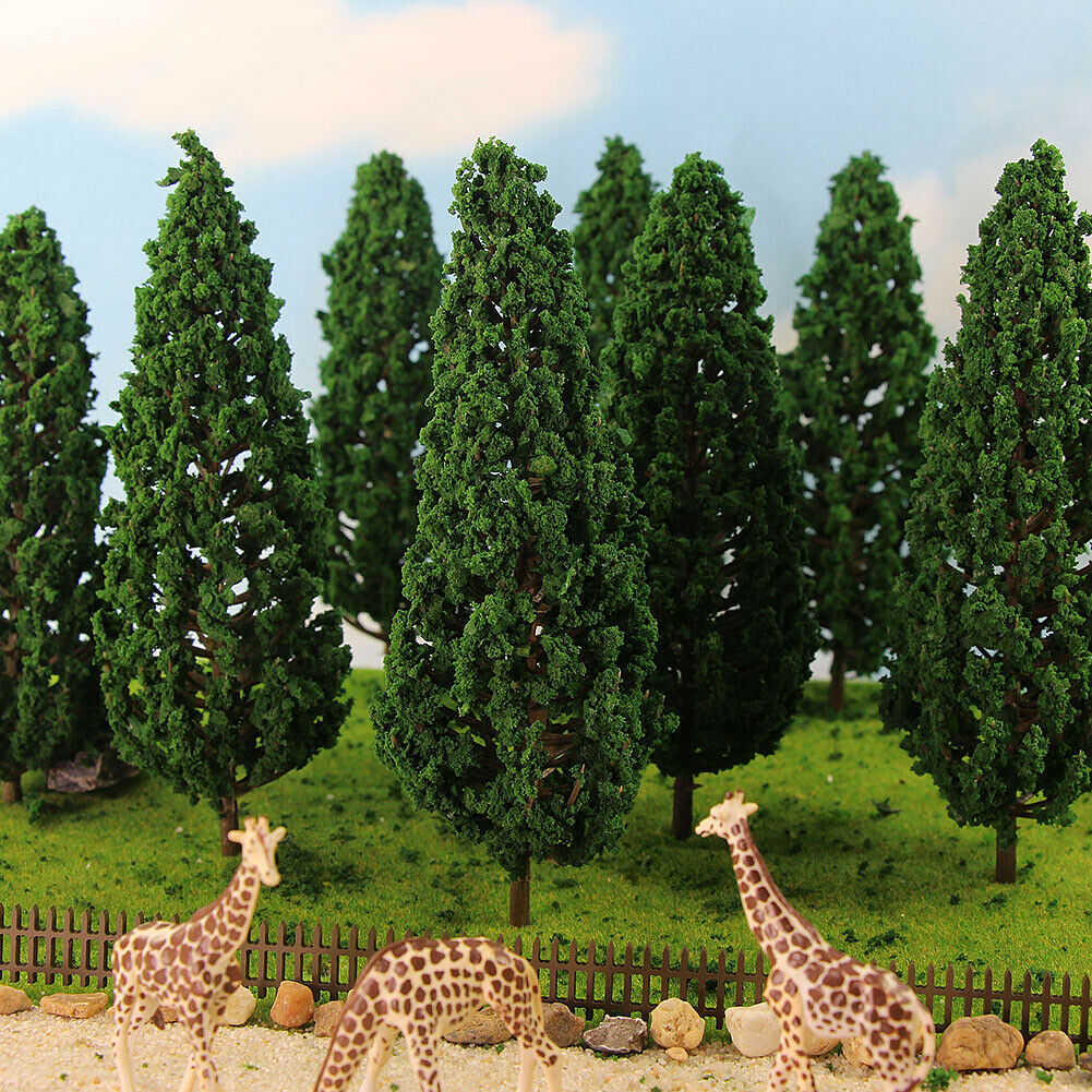 10pcs Model Pine Trees 1:25 Green For O G Scale Railway Layout 16cm S16060