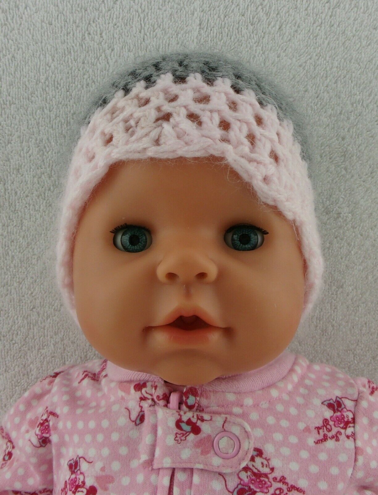Doll Clothes Handmade Newborn Hat Grey Infant Cap 16