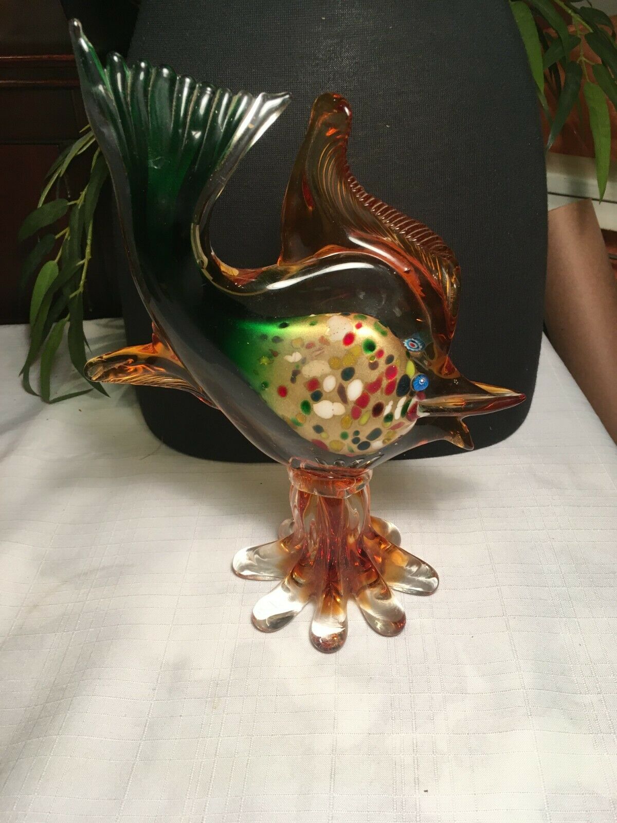Large Vintage Heavy Murano Art Glass Colorful Fish!