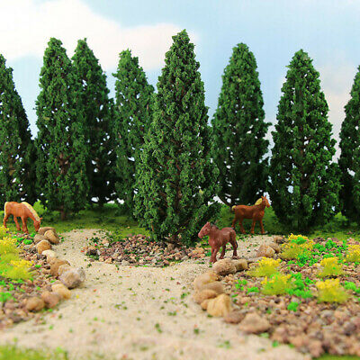 10pcs 15cm Model Pine Trees Green For O G Scale Railway Scenery Layout