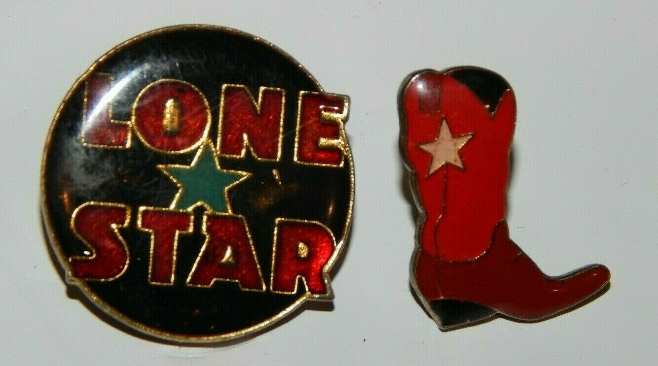 Vtg 1980's  Lone Star Round Enamel Pin + Bonus Cowboy Boot Pin Plus....