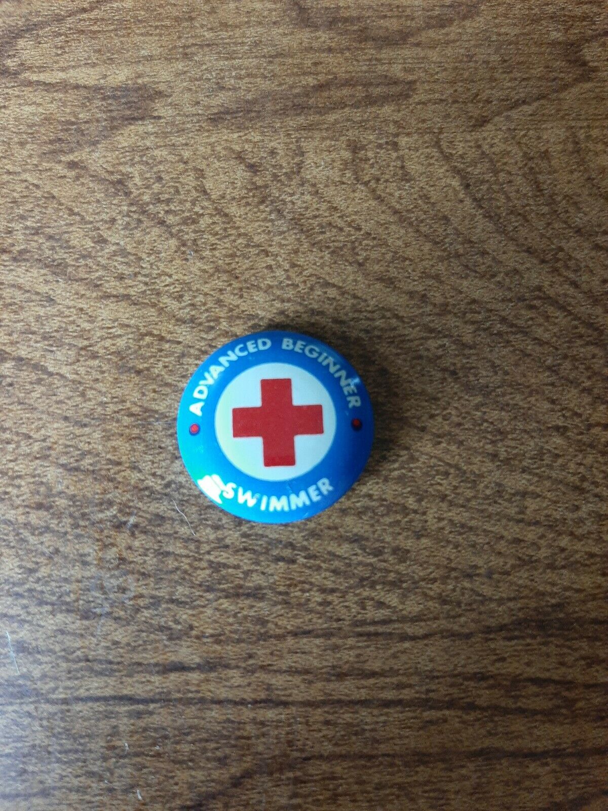 Vintage Red Cross Advanced Beginner Swimmer Pinback Pin Back Button Union Label