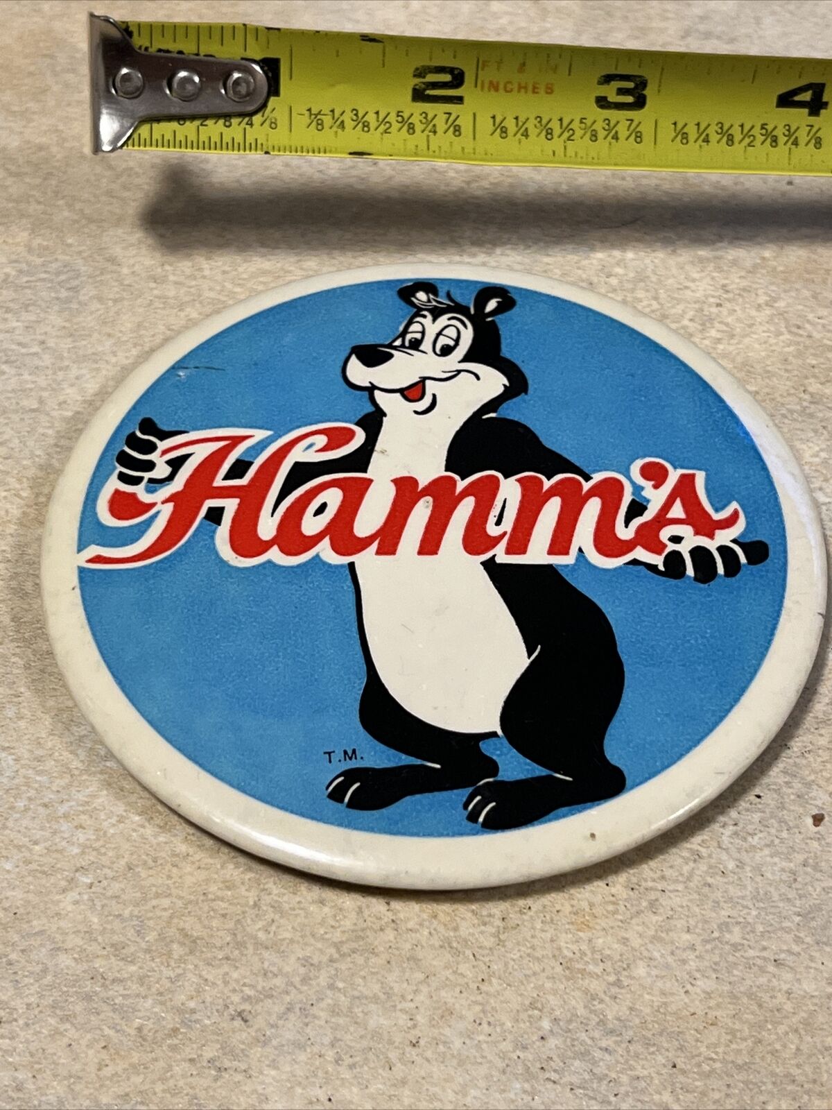 Vintage Hamms Beer Brewing Bear Advertising Pin Back Button