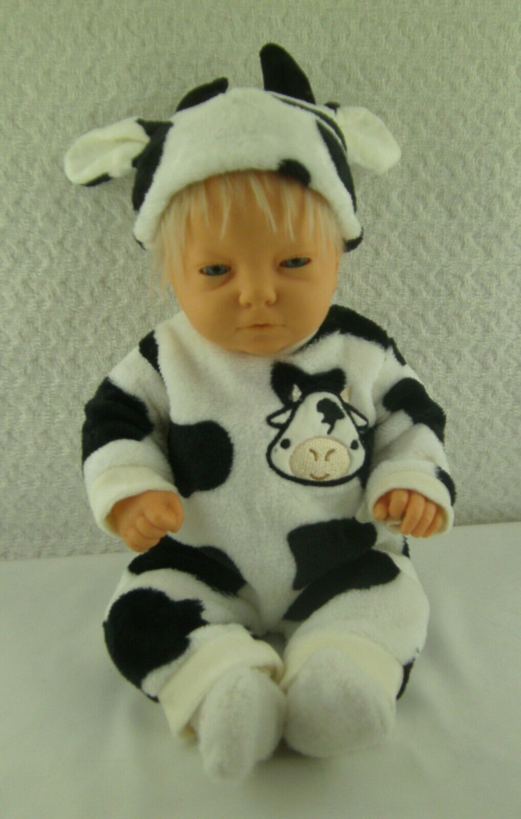 Doll Clothes Handmade Plush Black Holstein Cow Sleeper Fits 16"-18" Doll