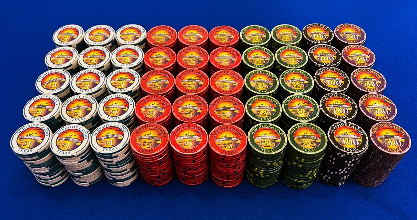 Wow! Rare 1000 Chip Surfside Casino Chipco - Freeport Tx - Great Tourney Set N40